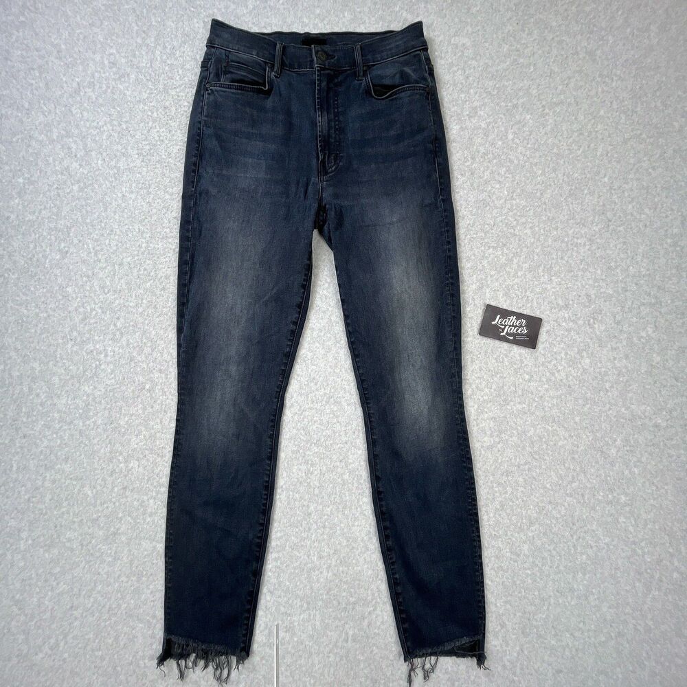 Mother Stunner Zip Ankle Step Fray Jeans Womens 26 x 28 Wildest Ride Wash Blue